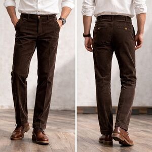 Faconnable Brown corduroy Chinos Classic Khakis